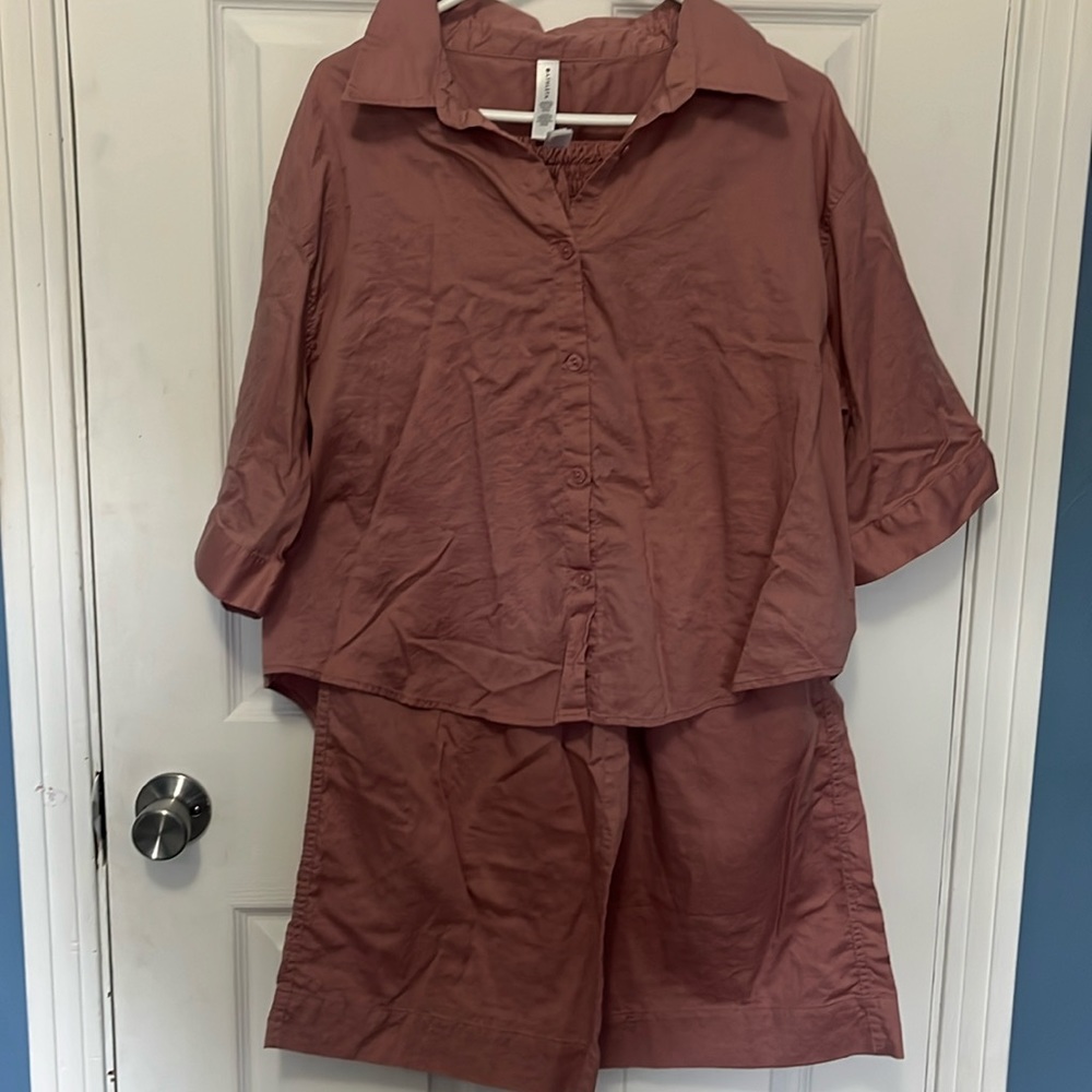 Athleta sleep wear top and bottom. Pink